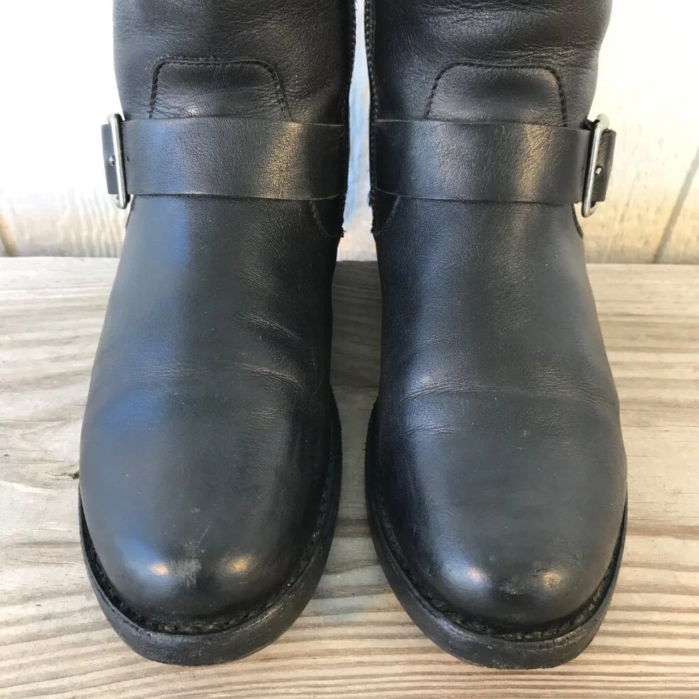 Frye Vicky Engineer Womens Black Leather Ankle Side Zip Boots 6.5 B 3478817BLK
